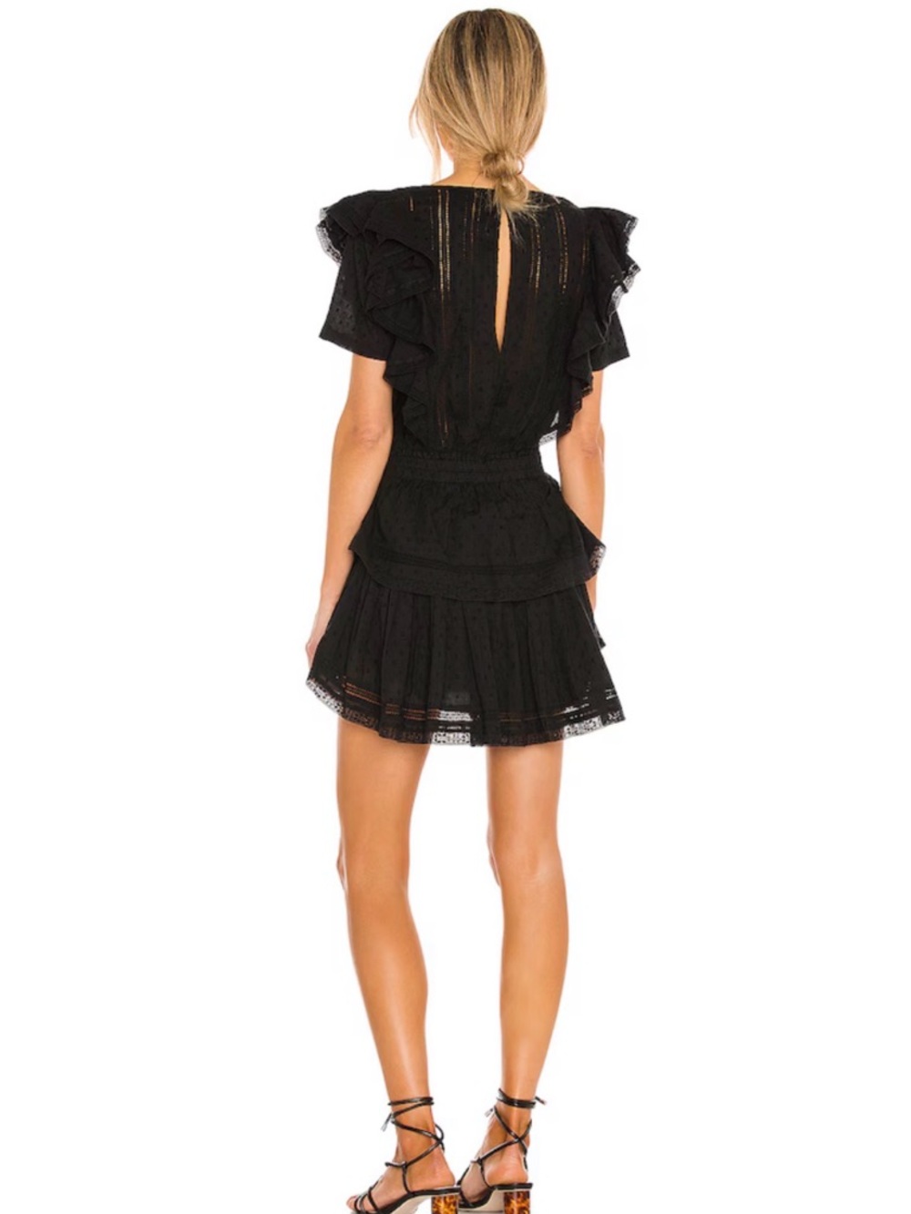 LoveShackFancy Black Ruffled Eyelet Mini Dress - Picture 3 of 8
